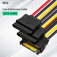 Cable Divisor de Alimentación SATA de 15 Pines Macho a Doble 15 Pines Hembra, Conductor de Cobre Puro para Escáner de Computadora, Cámara, Auriculares - Carga Rápida