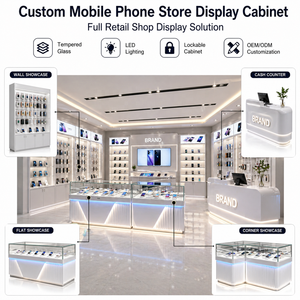 Vitrine de présentation pour magasin de téléphonie mobile, mobilier de vente au détail d'électronique avec vitrine en verre LED - Product Image 1