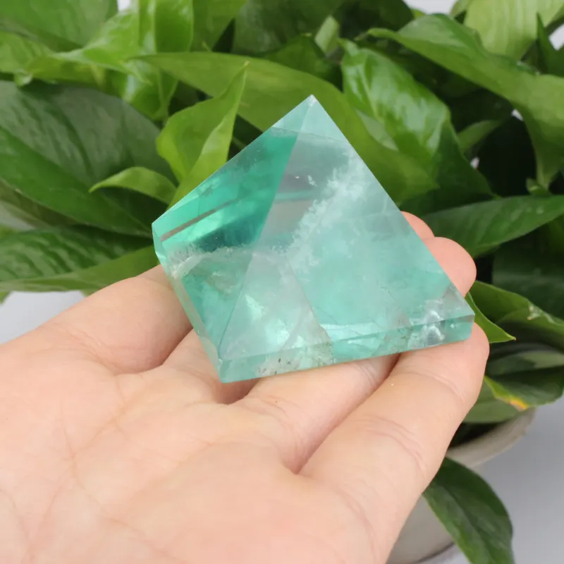 Wholesale Custom Natural Crystal Quartz Green Fluorite Crystal Life Pyramid Carved Quartz Pyramid