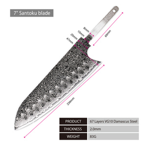 Ensemble de lames brutes en acier à haute teneur en carbone Amber, lames Damas VG10, pour couteaux de cuisine - Product Image 2