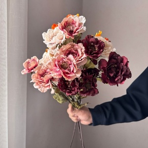 Fleurs de pivoine artificielles en tissu de soie de haute qualité, 6 têtes de pivoines roses artificielles pour la décoration de la maison, centre de table, décoration de mariage - Product Image 4
