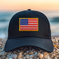 2.25 pouces chapeau patchs personnalisé USA drapeau brodé Patch Logo colle autocollant broderie fer sur pour la vente en gros