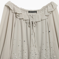 PB&ZA Femme 2026 Nouvelle Robe Mini Chic Tendance Été Élégante à Paillettes Superposées Ample Manches Longues Robe Femme