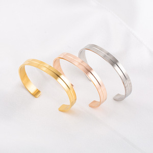 Fashion <b>Cuff</b> <b>Bracelet</b> Stainless Steel Geometric C Shape Men's Jewelry Gold <b>Silver</b> Rose Gold Color XYB0120 - Product Image 3