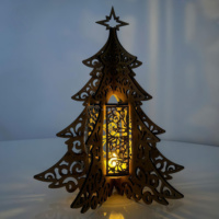 Lanterne de Noël en bois découpée au laser, puzzle 3D, chandelier, lampe de table, décoration de Noël personnalisée pour la maison, veilleuse, cadeau