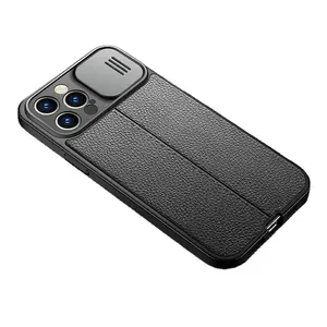 GzTexture Soft Slider Camera Lens Window Phone Case Pour 14 11 12 13 Pro Mini X XR XS 7 8 Plus Housse en cuir