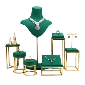 VANLOCY Microfiber Necklace Rack jeweller Set metal Bust Holder Mannequin Jewelry Display Stand