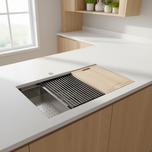 Évier de cuisine rectangulaire multifonctionnel en acier inoxydable à montage sous plan, 30 pouces, D0100HXF2B2 - Product Image 2