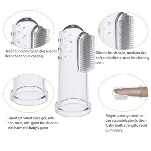 Escova de Dentes de Dedo para Bebê em <span class=keywords><strong>Silicone</strong></span> Macio para Cuidados Orais com Massagem e Caixa de Armazenamento - Product Image 3