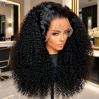 Peluca frontal de encaje HD 13x6 sin pegamento, cabello humano virgen indio crudo, cutícula alineada, rizado afro, pre-arrancada para mujeres negras.