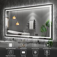 Miroir de salle de bain intelligent LED argenté avec éclairage rétroéclairé, capteur tactile, design mural moderne, anti-buée, idéal pour anniversaires et mariages