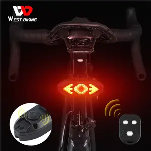 WEST BIKING-Luz LED trasera para bicicleta de montaña, intermitente, recargable vía USB, inalámbrica, luz de advertencia
