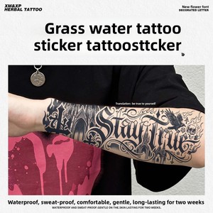 Pegatinas de <span class=keywords><strong>Tatuajes</strong></span> Estilo Gótico Inglés, Resistentes al Agua, Duraderas, con Letras Negras Intensas, Formas Geométricas, de Lujo <span class=keywords><strong>para</strong></span> <span class=keywords><strong>Hombres</strong></span> - Product Image 4