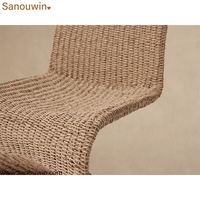 Chaise de salle à manger d'extérieur en résine tressée résistante aux intempéries, avec structure en aluminium antirouille, chaise de patio en forme de S