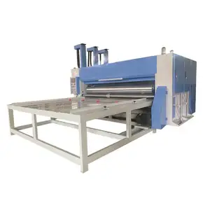 semi automatic chain feeding 2 color corrugated carton flexo printing slotting machine