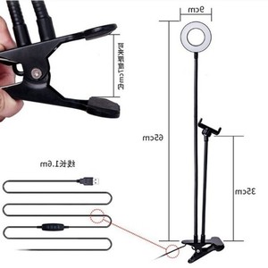 Lampe LED flexible 2-en-1 à clipser pour téléphone, lumière d'appoint pour diffusion en direct, support de 9 cm, réglage progressif, lumière de beauté rotative - Product Image 4