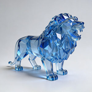 Nuova <span class=keywords><strong>Statua</strong></span> di <span class=keywords><strong>Leone</strong></span> in Resina Trasparente dal Design Geometrico <span class=keywords><strong>per</strong></span> Decorazione d'Interni - Product Image 2