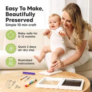 Kit de Huellas de Bebé sin Tinta para Colgar en la Pared, Marcos de Fotos de Madera, Álbum, Moldeado a Mano, para Registro de Baby Shower, Venta al por Mayor para Guarderías - Product Image 3