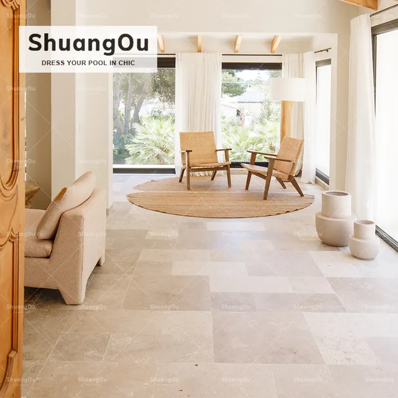 Cheap China Coffee Brown Limestone Marble Tiles Floor Wall Natural Stone Beige Landscape Driveway Wall Cladding Tiles Pavers