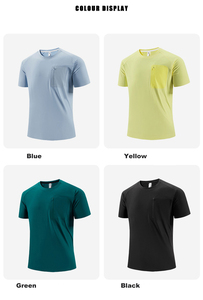 Người đàn ông của túi Crew Neck ngắn áo thun giản dị mỏng phù hợp mềm nhẹ Ngắn Tay Áo T-Shirts thể thao chạy phòng tập thể dục Workout TEE Tops - Product Image 4