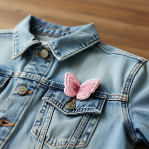 Applicazione a farfalla Ilan 5x4cm rosa, toppa ricamata per decorazione di abbigliamento - Product Image 2