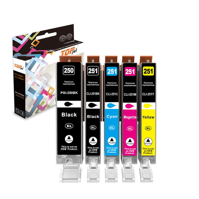 Topjet PGI250XL 250XL PGI250 CLI251 PGI 250 CLI 251 Compatible Color Inkjet Ink Cartridge for Canon IX6820 MX922 IP7220 Printer