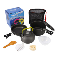 Batterie de cuisine de camping en aluminium Set d'ustensiles de cuisine légers Equipement et accessoires de camping durables pour les aventures en plein air