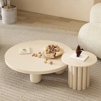 Table basse multifonctionnelle en bois massif, style français, populaire sur internet, personnalisée, créative, multi-niveaux, couleur crème