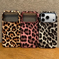 Coque de téléphone à imprimé léopard avec grande fenêtre pour l'objectif, coque rigide tendance à motif animalier, protection pour iPhone 17 Pro Max