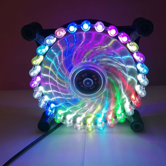 New Arrival 12CM RGB LED Case Fan 28 LED Lights 5V DC 12V PC Cooling Fan Air Desktop RGB Colorful Light for Computer Plastic