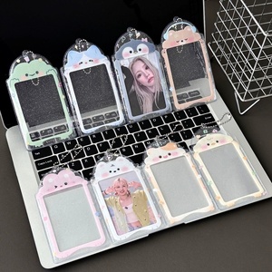 Porte-cartes personnalisé Kpop transparent avec paillettes, mignon, grenouille, <span class=keywords><strong>pingouin</strong></span>, 3 pouces, PVC, pour étudiantes, cœur, petit porte-cartes, rangement de cartes aléatoires. - Product Image 1