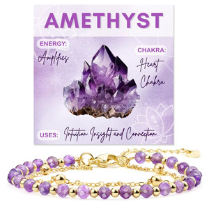 Bracelet Facetté <span class=keywords><strong>Perles</strong></span> Cristal Naturel Pierre de Guérison Chakra Double Couche Énergie Spirituelle Bijoux Yoga - Product Image 1