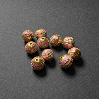 Perles creuses rondes en alliage plaqué or émaillé 10 mm, breloques de bijoux DIY pour bracelets et colliers