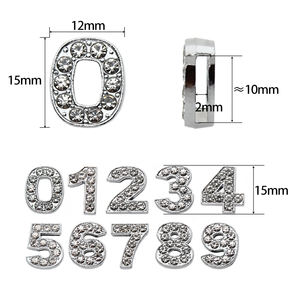 <span class=keywords><strong>Collar</strong></span> de Lujo para Perro con Números de Cristal, Juego de 10 Piezas, Dígitos de Cristal, <span class=keywords><strong>Collar</strong></span> con Nombre de Mascota Personalizado, Clip de Aleación de 15 mm Compatible con PU - Product Image 2