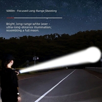 Lampe torche LED laser puissante d'extérieur, rechargeable, étanche, zoomable, pour camping et situations d'urgence, vente en gros