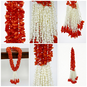 Artificial Orange Flower Garland with <b>White</b> Pearl Tassels Decorative <b>Hanging</b> Mala for Wedding Festival Temple Decor - Product Image 6