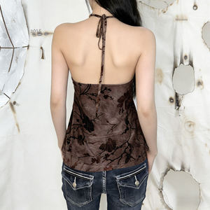 Top Halter con Cuentas Estilo Retro Y2K para Mujer, Camiseta sin Mangas de Longitud Midi con Diseño de Bolsillo, Tejida para el Verano - Product Image 5