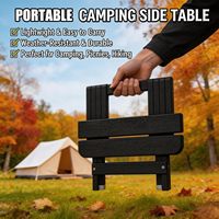 Table d'appoint pliante d'extérieur en HDPE, résistante aux intempéries, compacte et portable, pour patio, véranda, piscine, noire, 118" D x 157" L x 157" H, fabriquée en Chine
