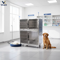 Cage vétérinaire en métal pour animaux de compagnie (chiens et chats) avec plateau amovible, porte verrouillable et trous de ventilation pour usage clinique et hospitalier