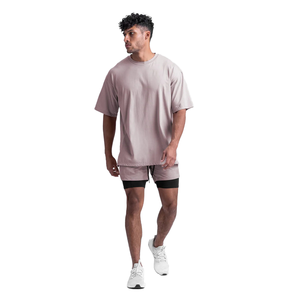 ホットセールコットン65% 35% スパンデックスヒップホップストリートウェア特大Hombre Tシャツ卸売DarcジムブランクスポーツTシャツ - Product Image 1