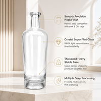 Bouteilles à spiritueux en verre haut de gamme de 500 ml et 700 ml, en verre silex de haute qualité, avec bouchons en liège, emballage personnalisable, pour whisky et vodka