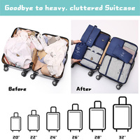 Vente en gros d'usine de luxe Ensemble de 8 sacs organisateurs de valises en polyester Cubes d'emballage personnalisés pour le stockage de voyage à la mode