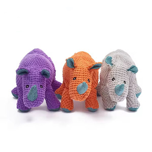 Jouets à mâcher pour chiens en forme de rhinocéros, durables, indestructibles, en peluche, avec couineur, pour la vente en gros - Product Image 5