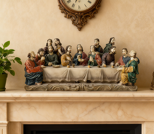 Escultura de resina personalizable de la última cena con 13 Figuras, que representan a Jesús y los apóstoles, diseñada para la decoración del altar de la Iglesia - Product Image 6