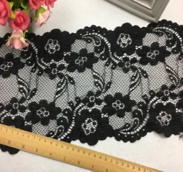 Black elegant stretched Lace Trim Supplier in China