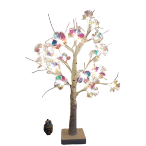 Décoration d'intérieur, lampe en forme de bouleau blanc, fleurs, couleurs violettes, roses, blanches, fonctionne avec des piles AA, décoration de table, lampe de nuit LED - Product Image 1