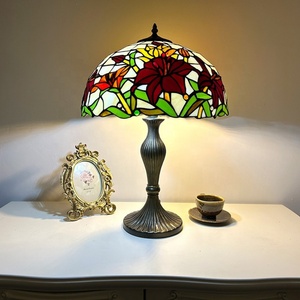 Lámpara de Mesa Vintage Longhuijing de 16 Pulgadas, con Pantalla de Vidrio Teñido Hecha a Mano, Estilo Mediterráneo Simple, Flexible, AC, Decoración para el Hogar - Product Image 1