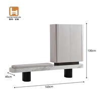 Aparador Moderno de 2 Puertas con Textura de Cuero, Diseño Flotante, Base de Madera Blanca Crema para Sala de Estar o Pasillo