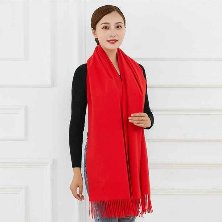 Chinese Red Scarf Custom logo Embroidery Autumn and Winter Red Annual Meeting Cashmere Gift Shawl Men's Scarf Printing Wholesale