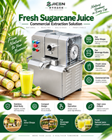 JICEN Commerciële RVS Suikerrietpers Motor 1.1kW Vermogen 350kg/u Opbrengst Fruitverwerkingsinstallatie Eenvoudig WK-GZ1 220V